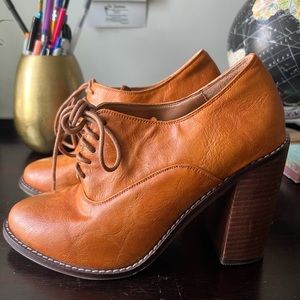 High Block Heeled Tie Up Shoes for Sale